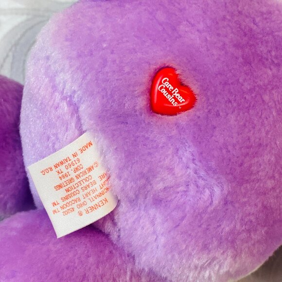 Vintage CARE BEAR COUSINS BRIGHT HEART RACCOON 13" Plush 1984 Kenner EUC - Picture 5 of 5